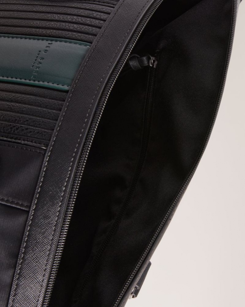 Black Ted Baker Rucks Core Twill PU Striped Holdall Holdalls & Weekend Bags | SPYRTZM-67