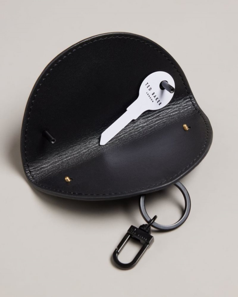 Black Ted Baker Sharet Leather Check Key And Card Holder Wallets & Cardholders | OHIGSQE-45