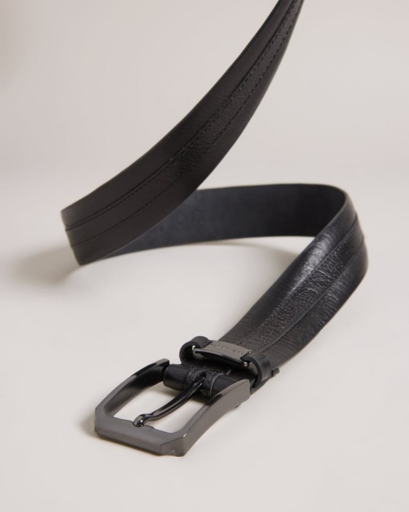 Black Ted Baker Siymon Mixed Texture Leather Belt Belts | FTVDRGA-31