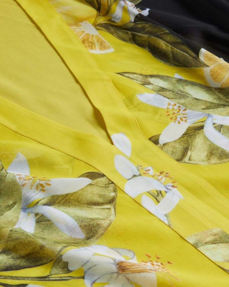 Black Ted Baker Sopheya Lemon Print Maxi Cover Up Swimwear & Beachwear | SRZLFGH-79
