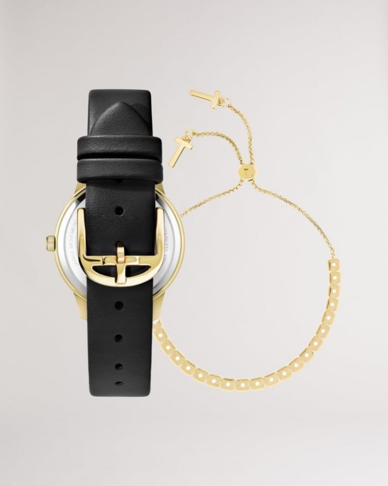 Black Ted Baker Starlit Star Watch And Bracelet Gift Set Jewellery | MJQPSXK-36