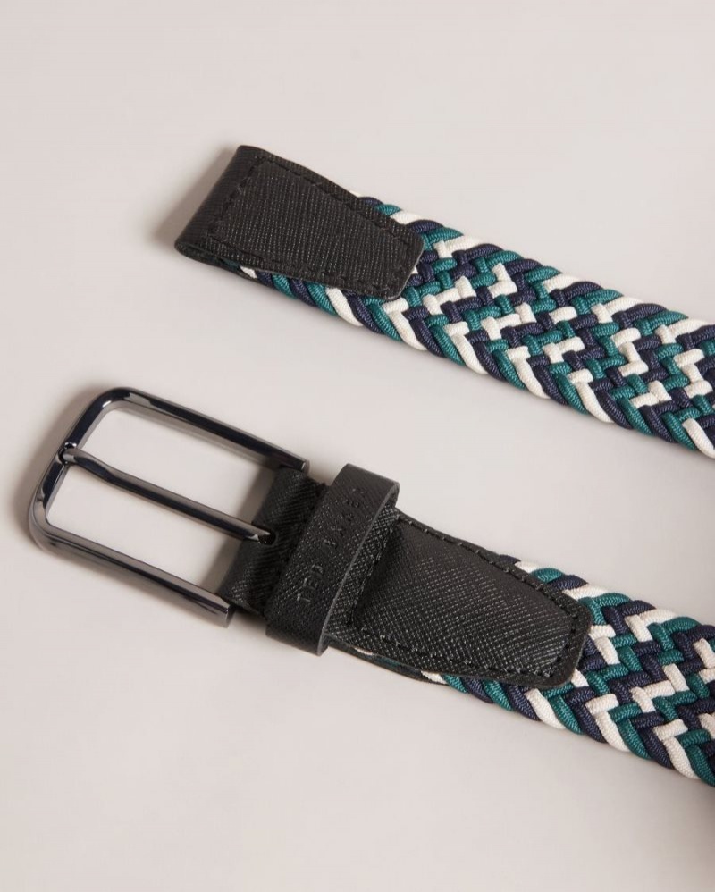 Black Ted Baker Strech Woven Elastic Belt Belts | QJMVZXL-13