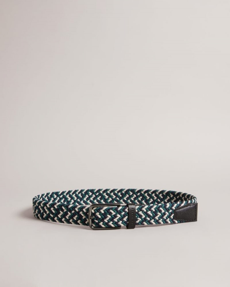 Black Ted Baker Strech Woven Elastic Belt Belts | QJMVZXL-13