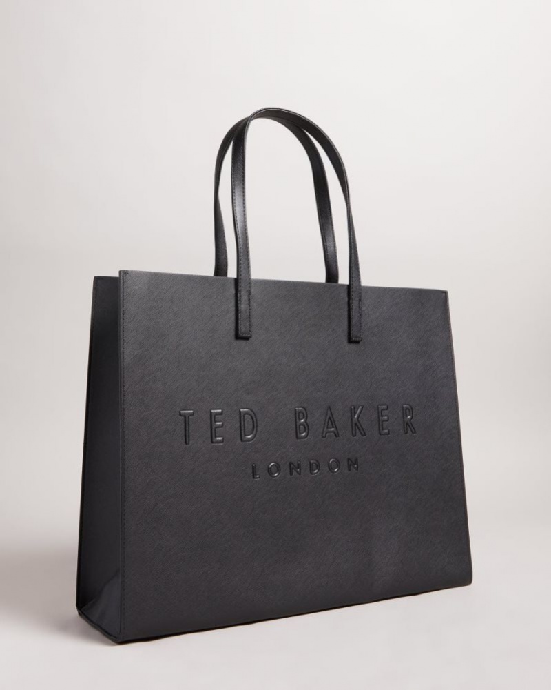 Black Ted Baker Sukicon Large Icon Bag Tote Bags | RHLNETB-83