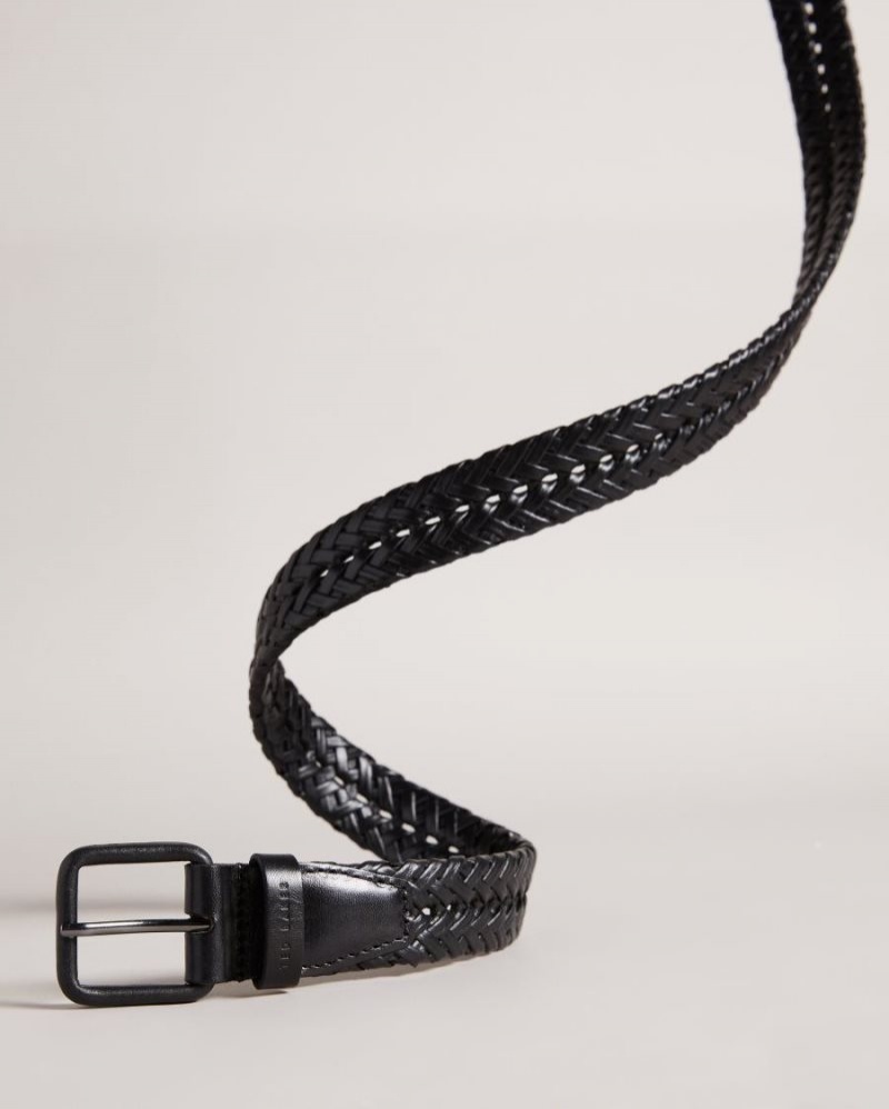 Black Ted Baker Triplet Woven Leather Belt Belts | TICSYXG-96