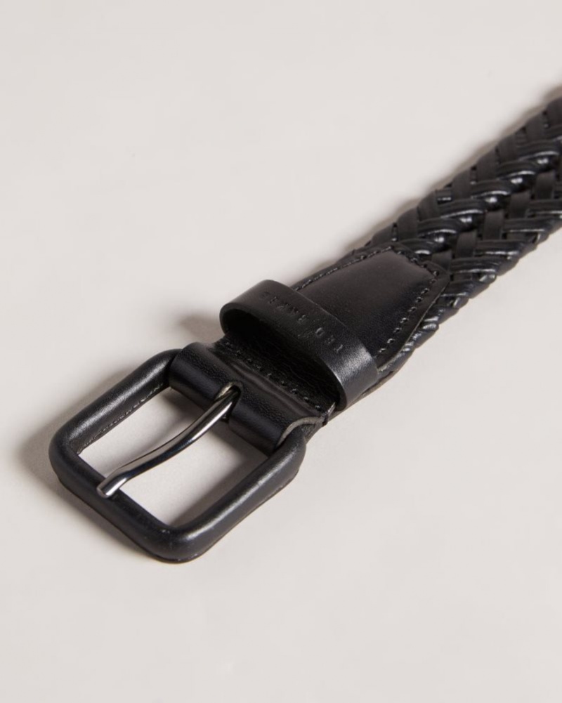 Black Ted Baker Triplet Woven Leather Belt Belts | TICSYXG-96