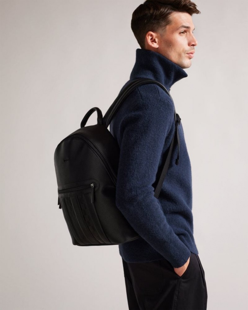 Black Ted Baker Waynor House Check PU Backpack Backpacks | LDKXUVR-14