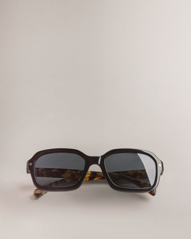 Black Ted Baker Wyatty Rectangle Acetate Sunglasses Sunglasses | BMFWJRY-28