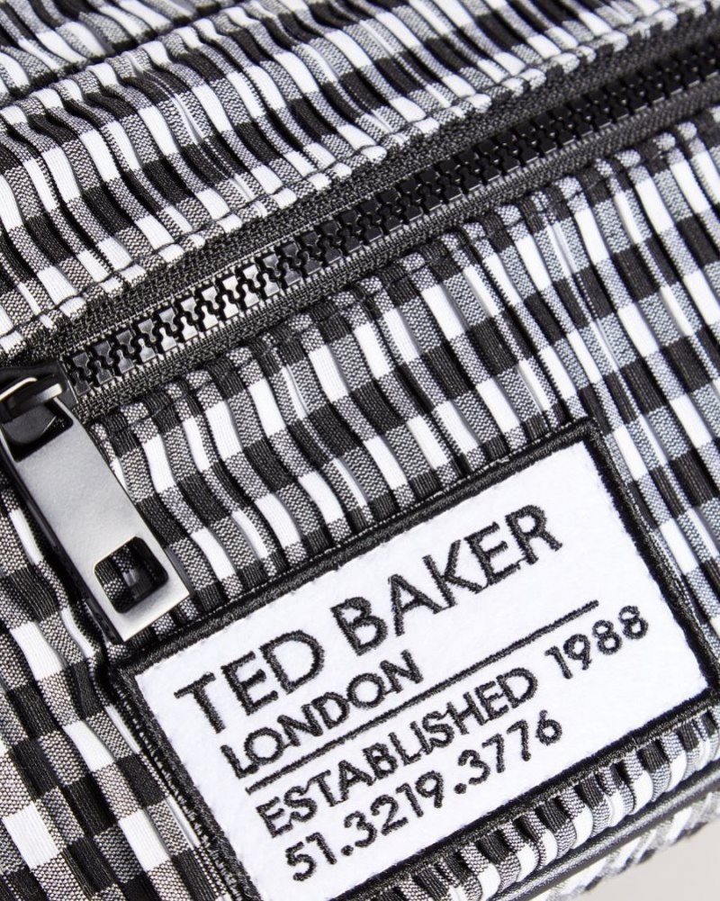 Black Ted Baker Yaza Gingham Pleated Belt Bag Swimwear & Beachwear | SKMBEPD-91