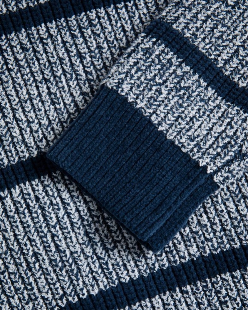 Blue Ted Baker Angio Regular Fit Textured Stripe Jumper Jumpers & Knitwear | FQPINOM-41