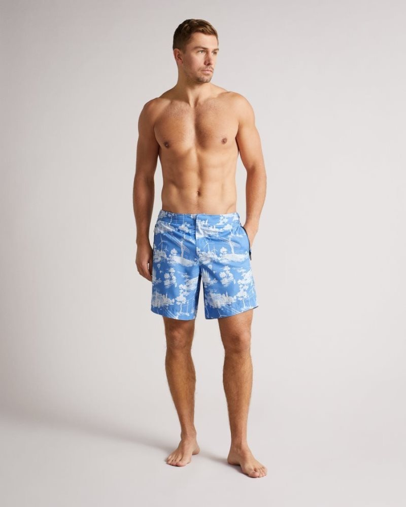 Blue Ted Baker Holoway Printed Swim Shorts Swimwear & Beachwear | KGPMUIC-06