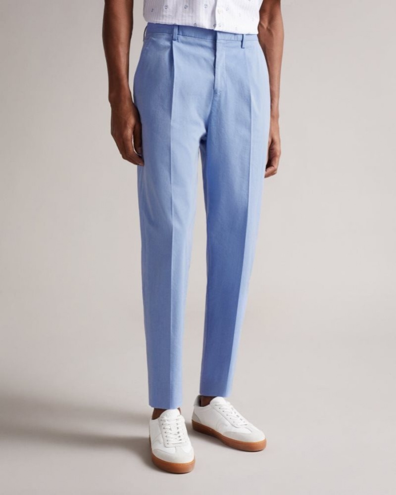 Blue Ted Baker Madron Slim Fit Cotton Trousers Suits | MEAKHLF-35