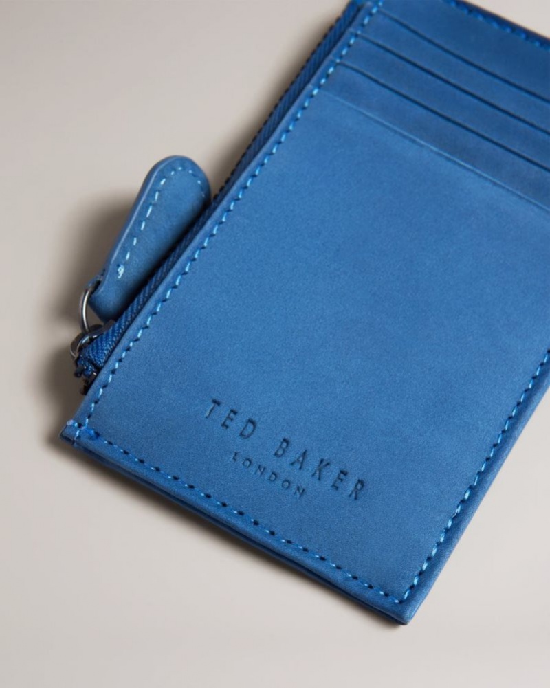Blue Ted Baker Needt Nubuck Leather Card Holder Wallets & Cardholders | JZGYXSF-93