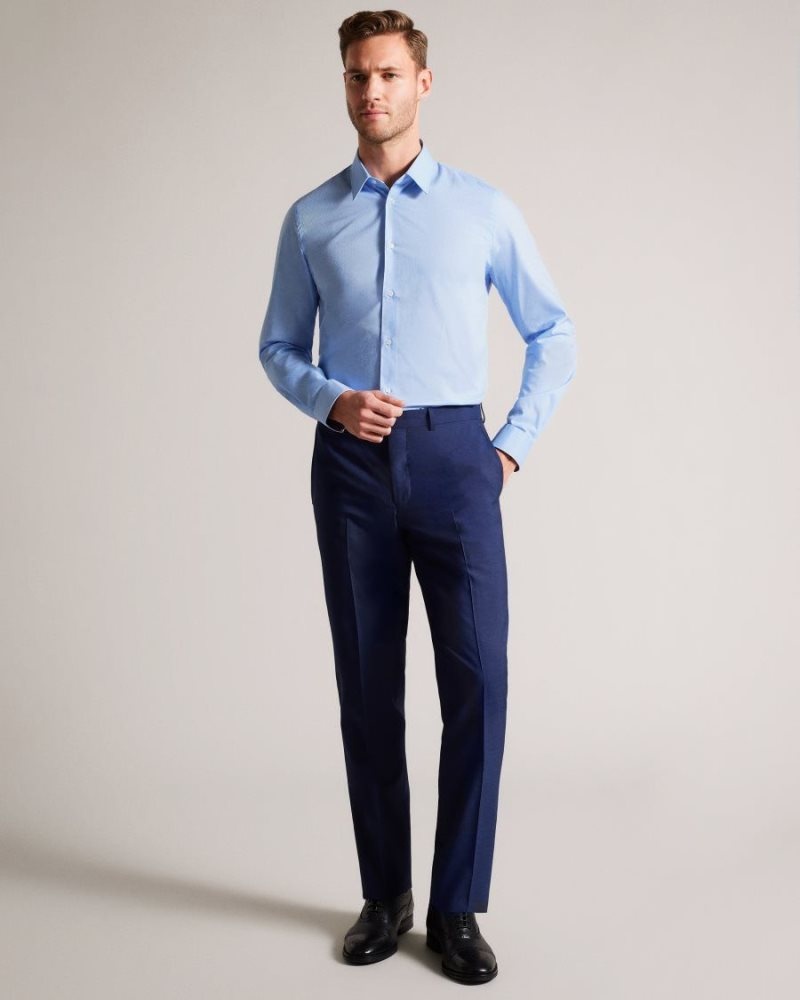 Blue Ted Baker Newtss Long Sleeve Spot Shirt Shirts | LDCASJZ-43