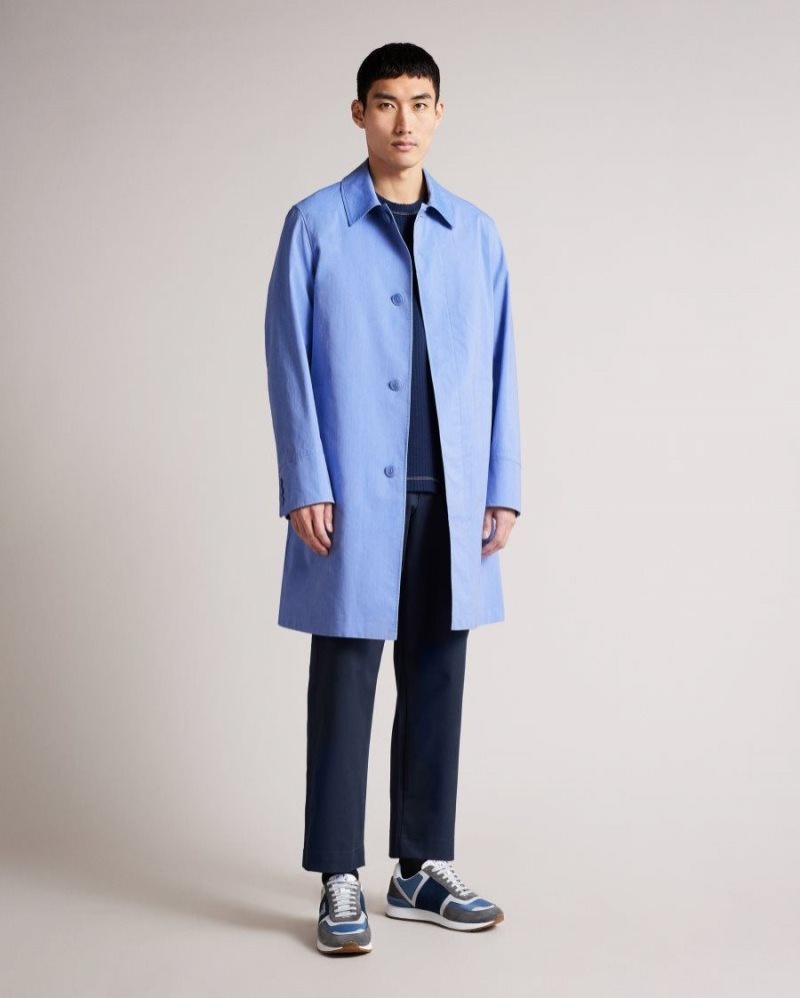 Blue Ted Baker Ordie Short Cotton Mac Coats & Jackets | GZBDKUC-58