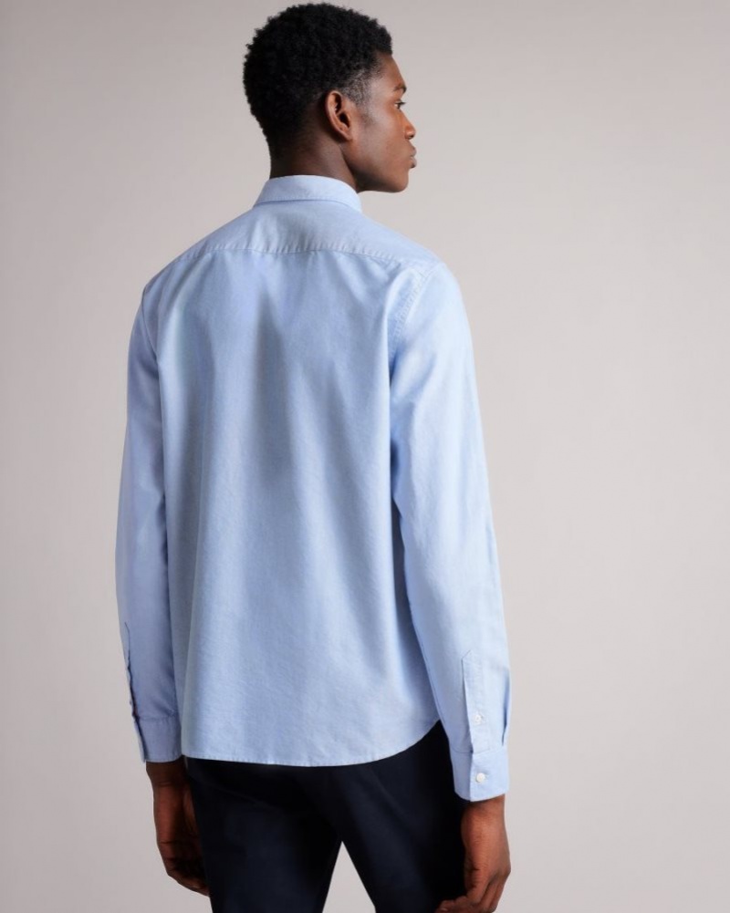 Blue Ted Baker Paplet Long Sleeve Oxford Shirt Shirts | SGYRMHL-41