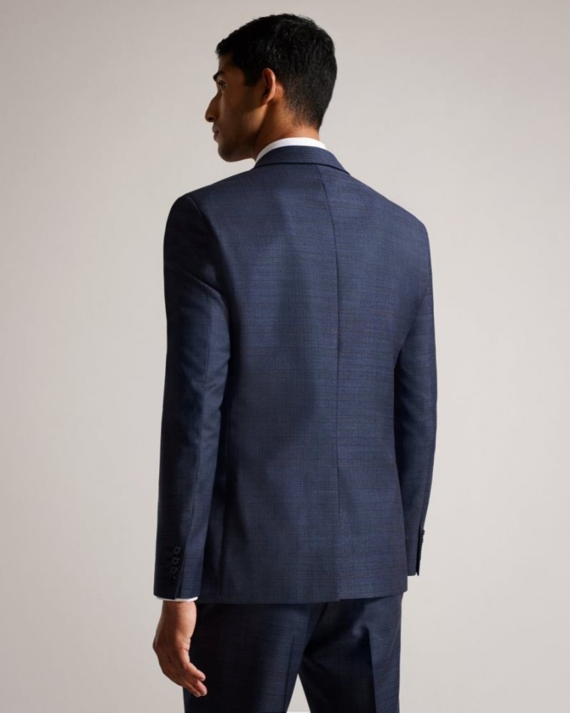 Blue Ted Baker Portejs Wool Blend Check Jacket Suits | CAOUGPN-34