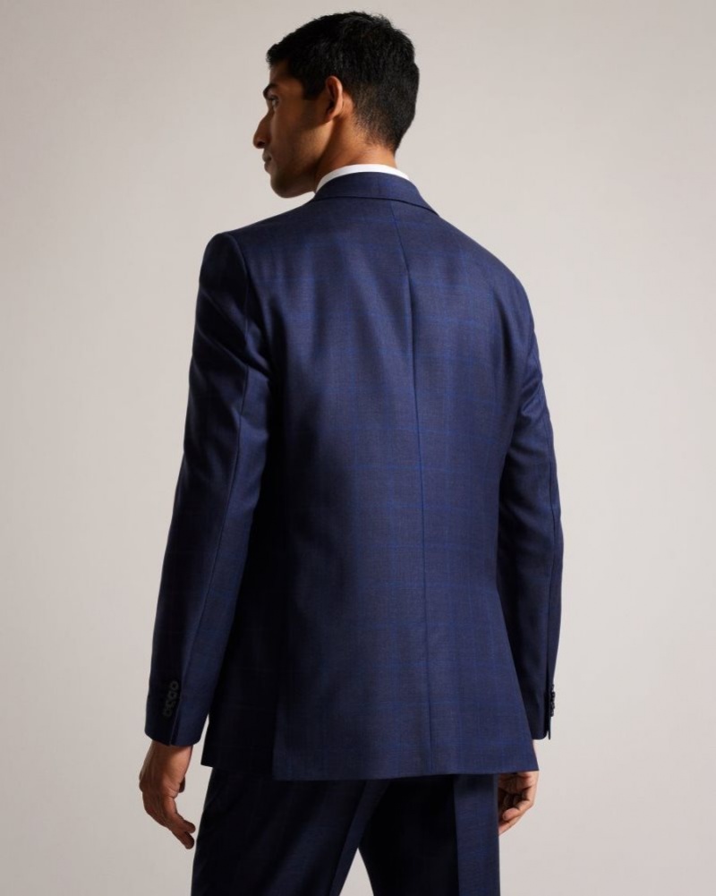 Blue Ted Baker Sennejr Wool Check Suit Jacket Suits | YDRXFAS-59