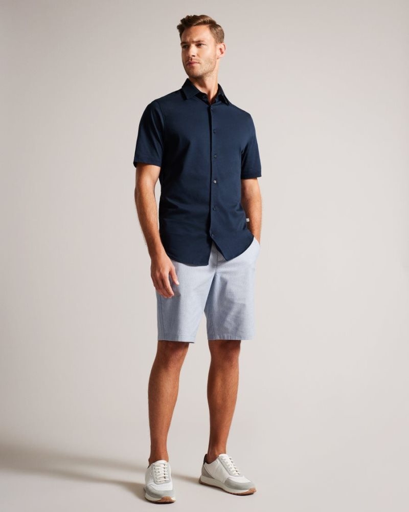 Blue Ted Baker Tura Regular Fit Cotton Shorts Shorts | POHFZAD-56