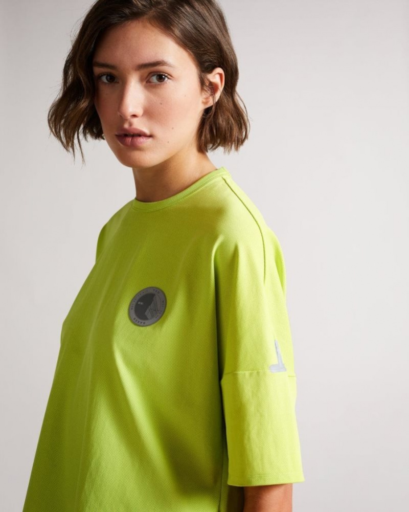 Bright Green Ted Baker Glianas Mesh Jersey T Shirt T-Shirts & Vests | CMIDNEX-81