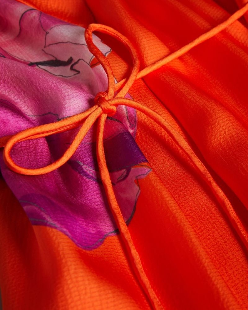 Bright Orange Ted Baker Immia Halterneck Midaxi Swing Dress Dresses | LOTQVAW-18