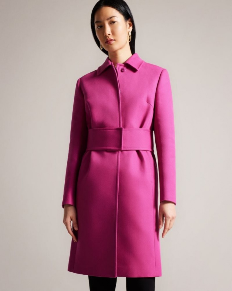 Bright Purple Ted Baker Isolde Belted Midi Trench Coat Coats & Jackets | WQOKBIF-58