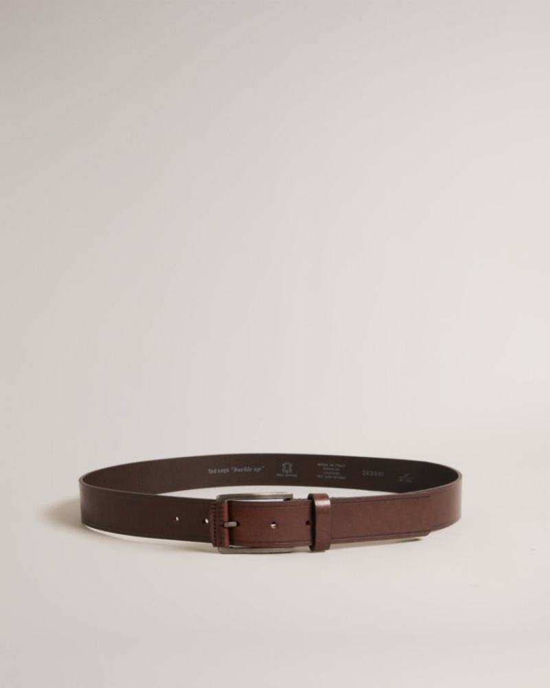 Brown-Chocolate Ted Baker Linded Embossed Leather Belt Belts | XDWGFHM-81