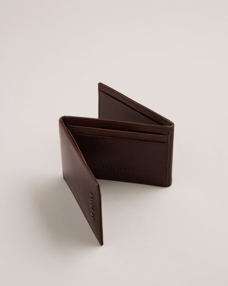Brown-Chocolate Ted Baker Sammey Folded Leather Card Holder Wallets & Cardholders | FXCVBUY-51
