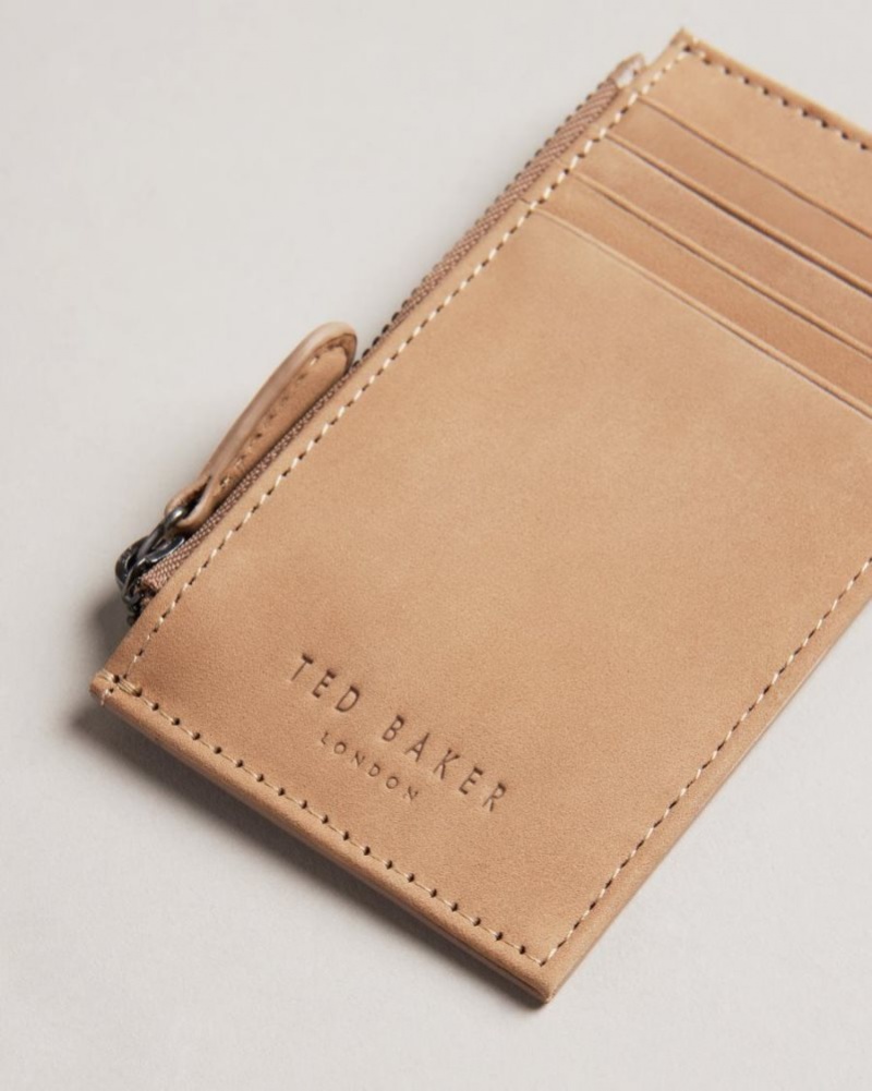 Brown Ted Baker Needt Nubuck Leather Card Holder Wallets & Cardholders | XFZHDMG-42
