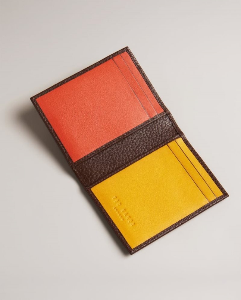 Brown Ted Baker Pannal Colour Panel Card Holder Wallets & Cardholders | CIHOJFX-94