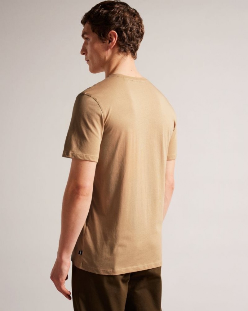 Camel Ted Baker Broni Short Sleeve Branded T-Shirt Tops | LROFNJU-79