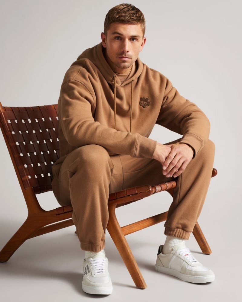 Camel Ted Baker Lavery Long Sleeve Heavy Weight Hoodie Sweatshirts & Hoodies | STKACMW-79