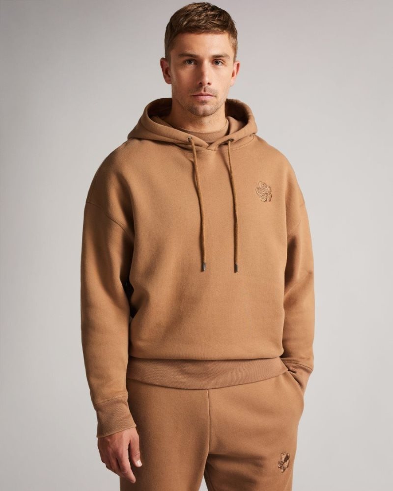 Camel Ted Baker Lavery Long Sleeve Heavy Weight Hoodie Sweatshirts & Hoodies | STKACMW-79