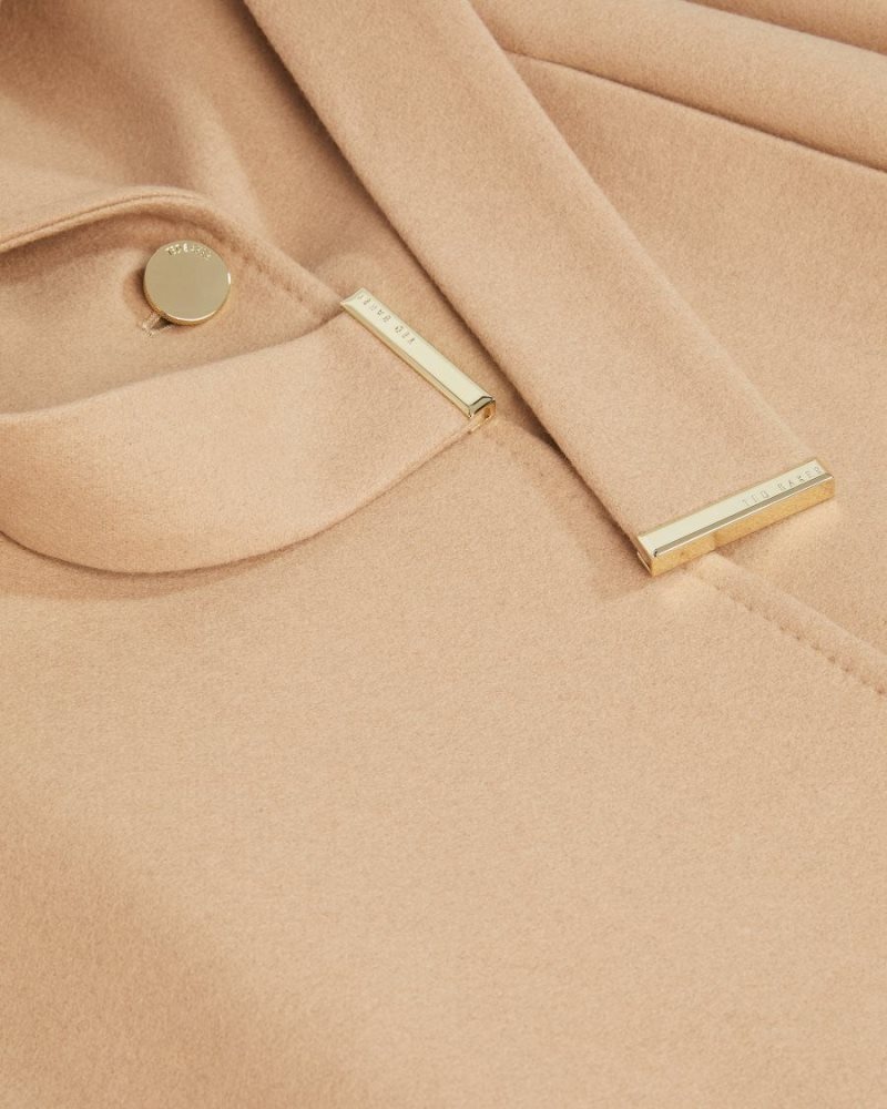 Camel Ted Baker Rosell Long Length Wool Wrap Coat Coats & Jackets | ZFMWUED-75