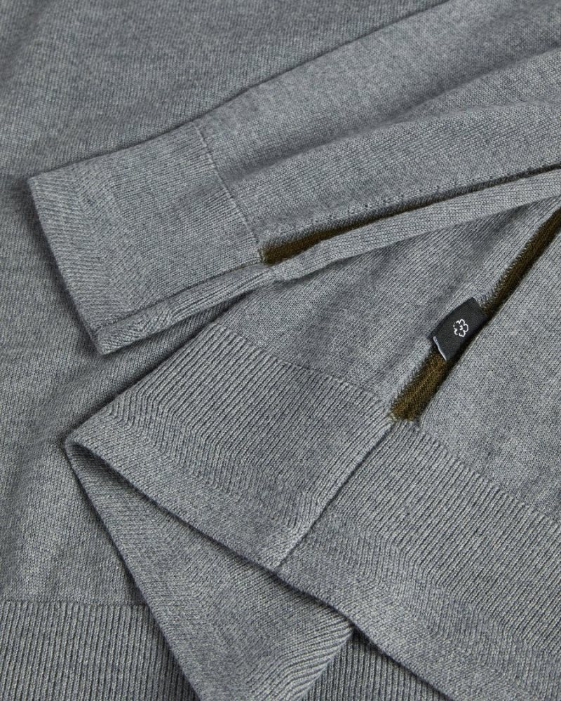 Charcoal Ted Baker Kenton Merino Wool Contrast Detail Knitted Jumper Jumpers & Knitwear | JYOGWDK-41