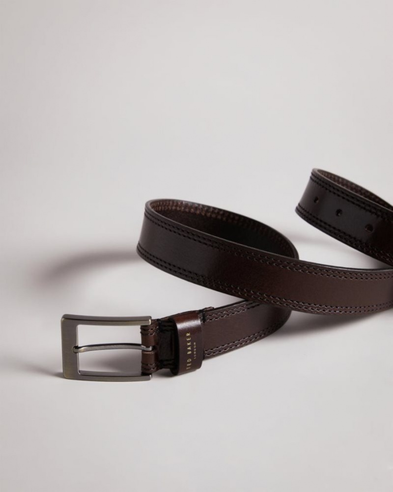 Chocolate Ted Baker Crikitt Cricket Stitch Belt Belts | HOTBXKN-18