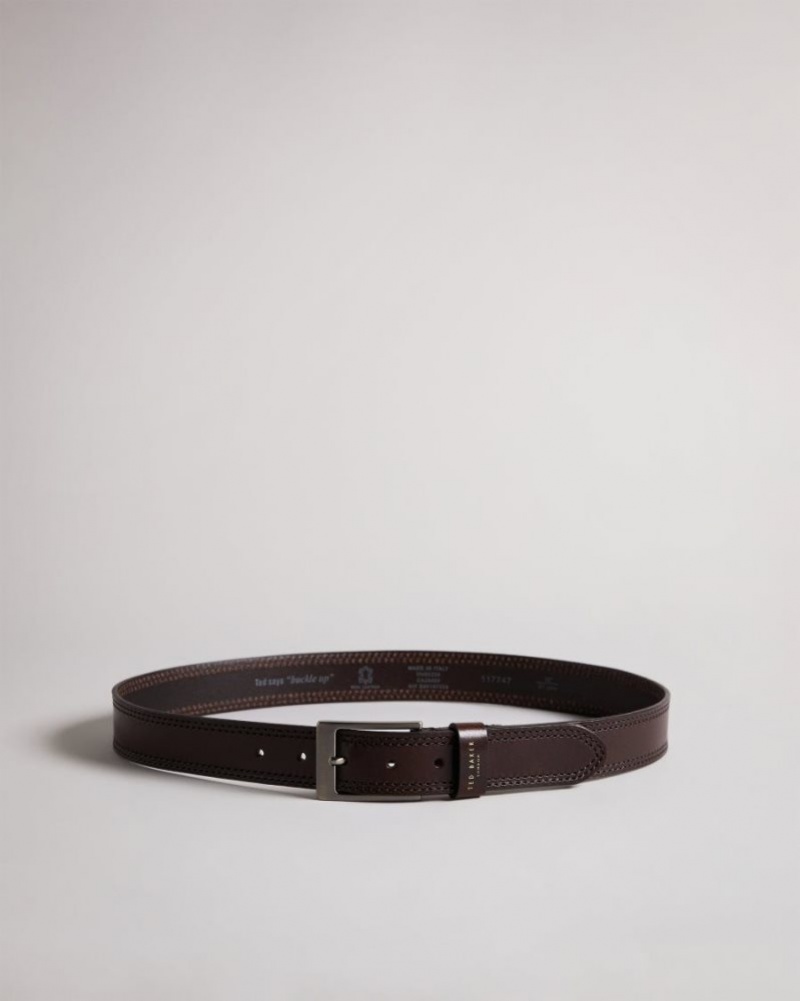 Chocolate Ted Baker Crikitt Cricket Stitch Belt Belts | HOTBXKN-18