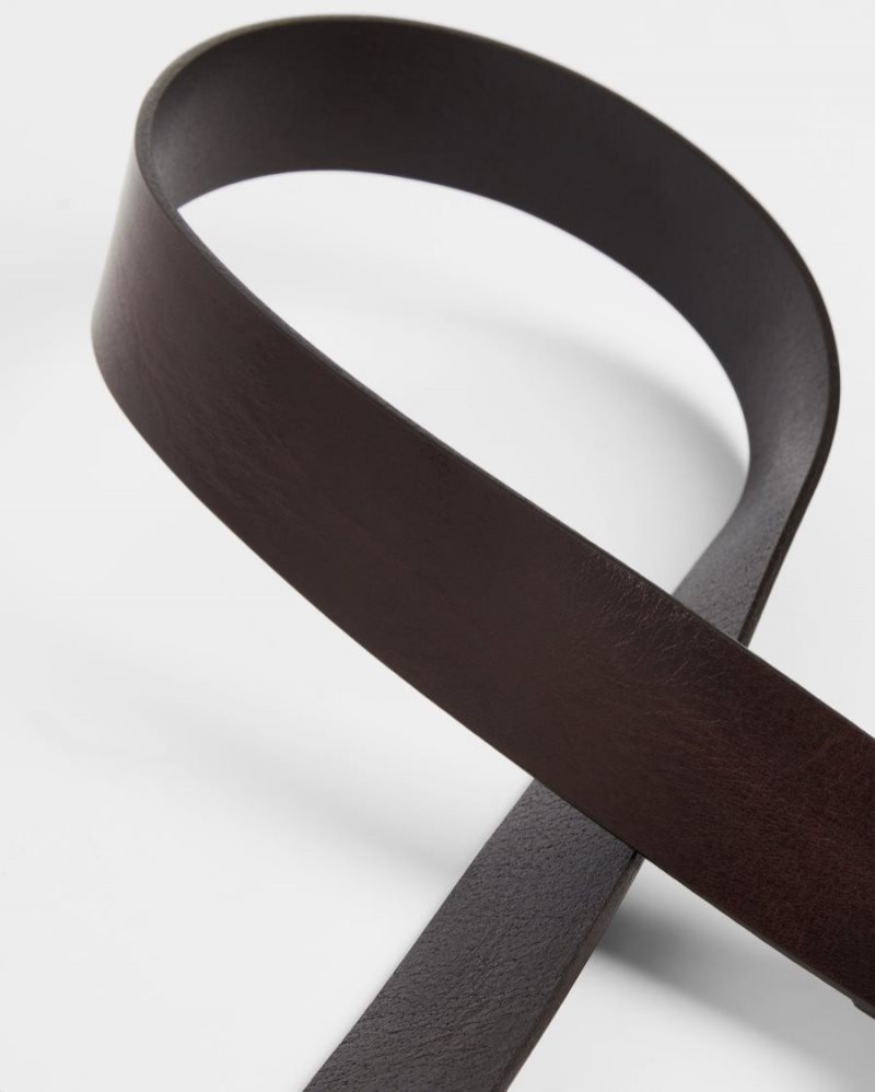 Chocolate Ted Baker Keepsak Contrast Detail Leather Belt Belts | LMAKXJQ-94