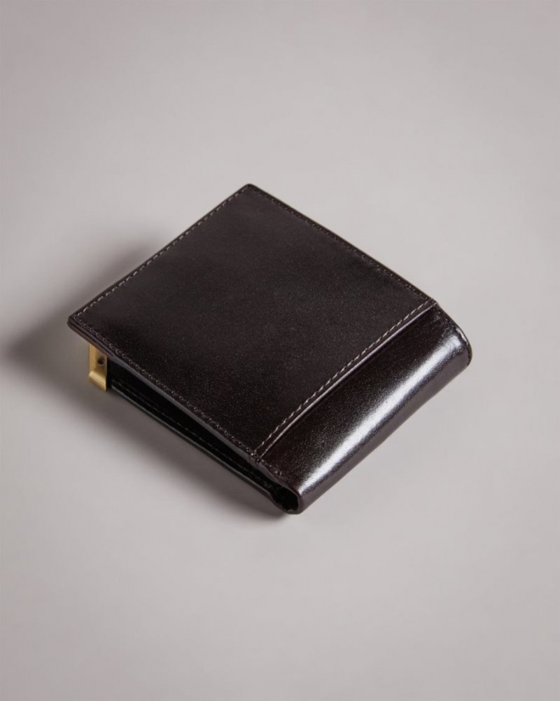 Chocolate Ted Baker Korning Metal Corner Coin Wallet Wallets & Cardholders | FEUMCLA-73