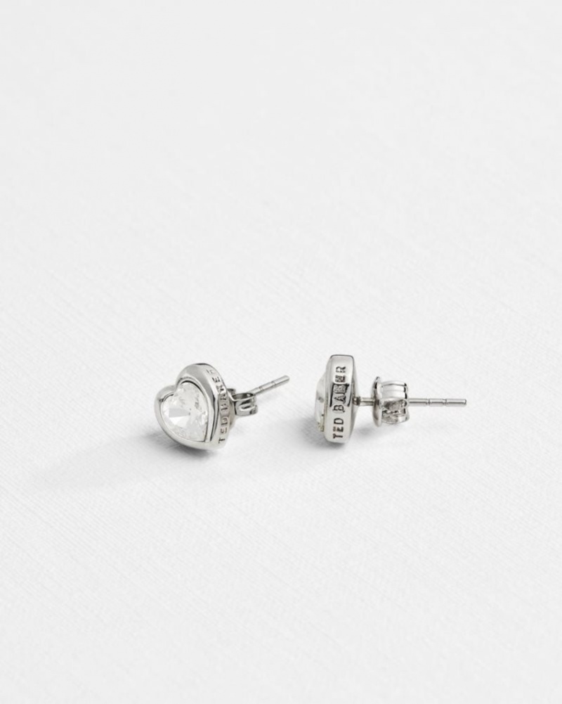 Clear Ted Baker Han Crystal Heart Earrings Jewellery | KFHTDUE-60