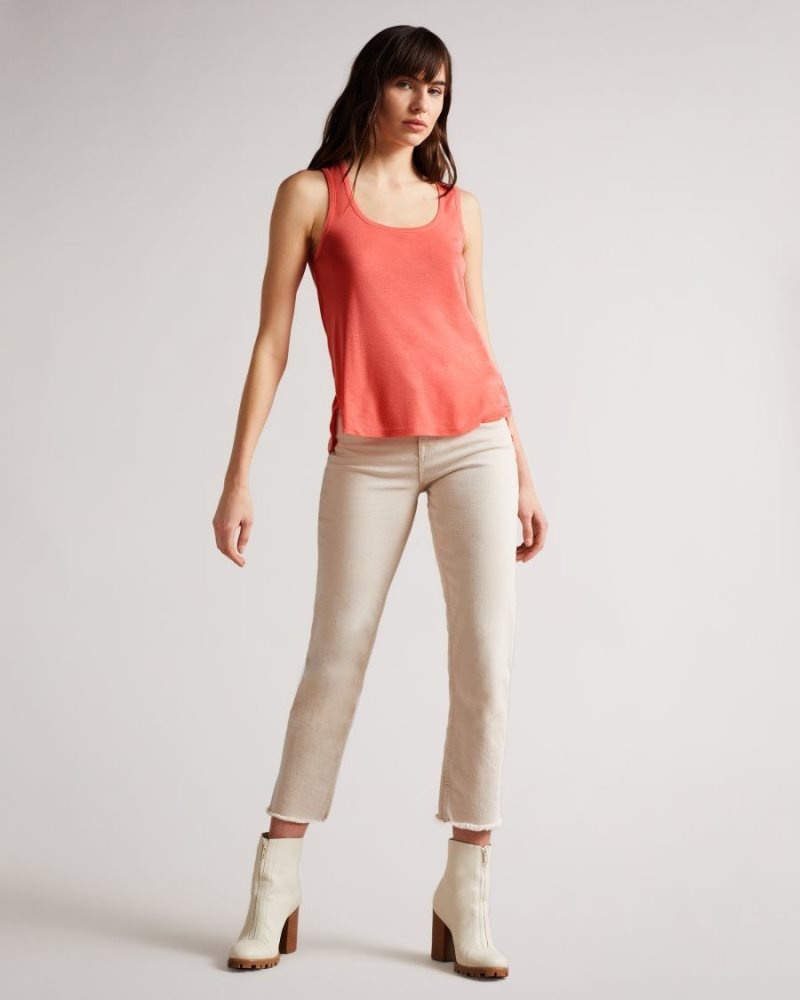 Coral Ted Baker Derien Easy Fit Jersey Tank T-Shirts & Vests | NYSTKWJ-29