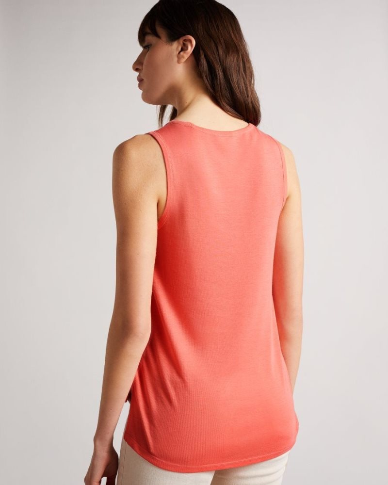 Coral Ted Baker Derien Easy Fit Jersey Tank T-Shirts & Vests | NYSTKWJ-29