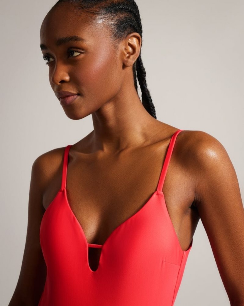 Coral Ted Baker Neyome Plunge Swimsuit Swimwear & Beachwear | GUBMPCR-27