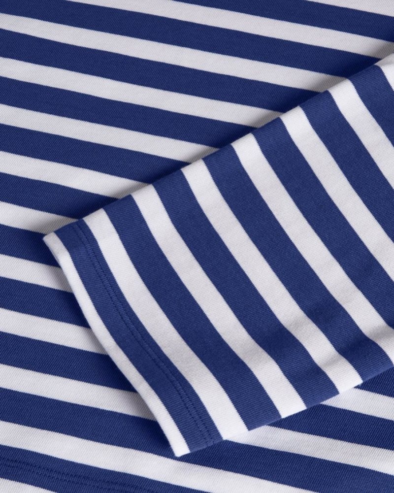Dark Blue Ted Baker Mmorra Stripe Top T-Shirts & Vests | CPSVBKX-18