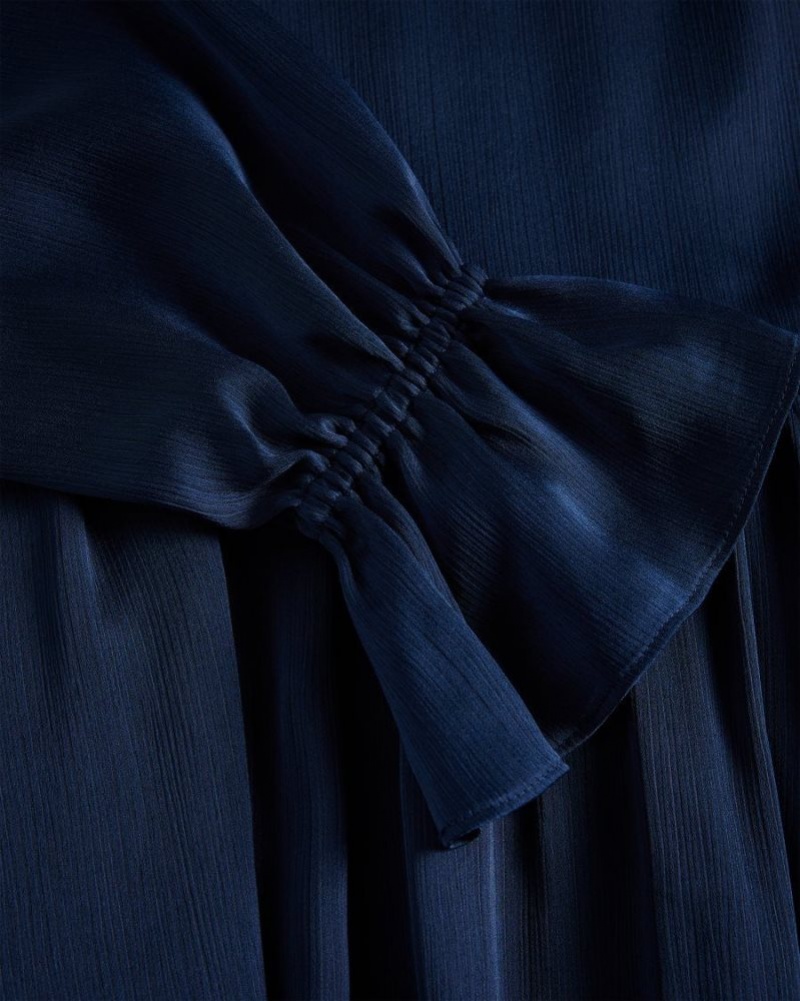 Dark Blue Ted Baker Ryaa High Neck Fit And Flare Mini Dress Dresses | INBDXGF-13