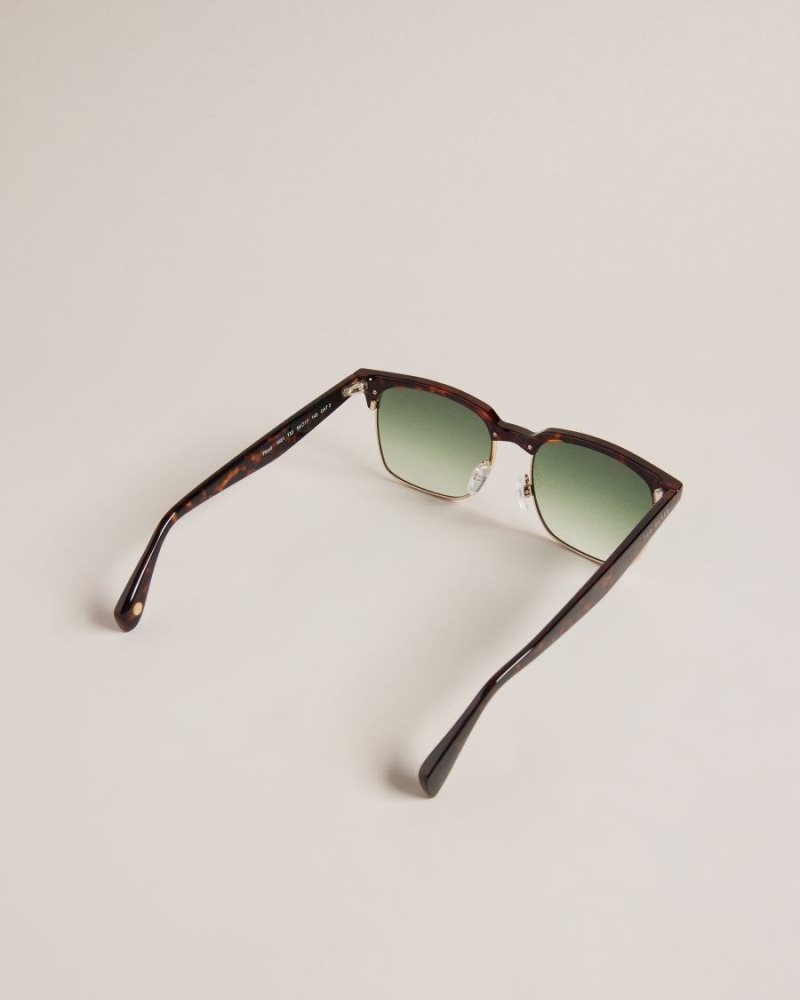 Dark Brown Ted Baker Ffloyd Tortoiseshell Clubmaster Sunglasses Sunglasses | UFNEOIK-79