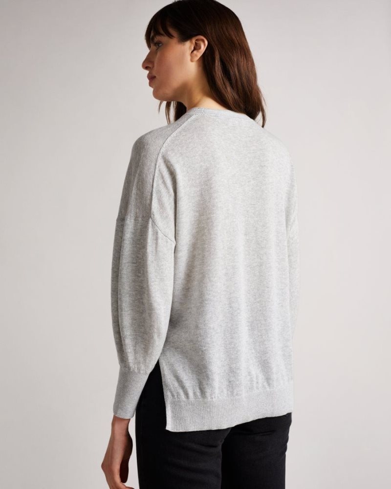 Dark Grey Ted Baker Nicci Sleeve Detailed Jumper Jumpers & Cardigans | CQENKFR-48