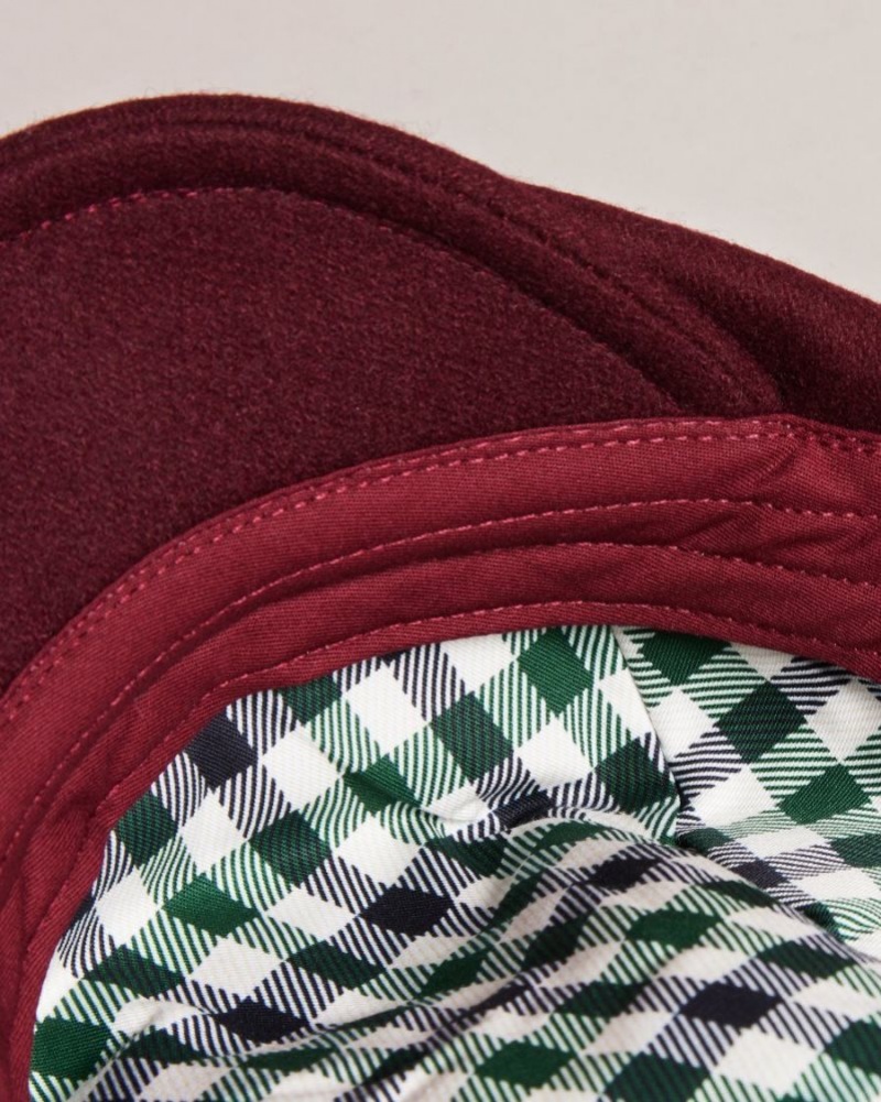 Dark Red Ted Baker Jamessa Wool Blend Flat Cap Hats & Caps | VJRGMAE-29