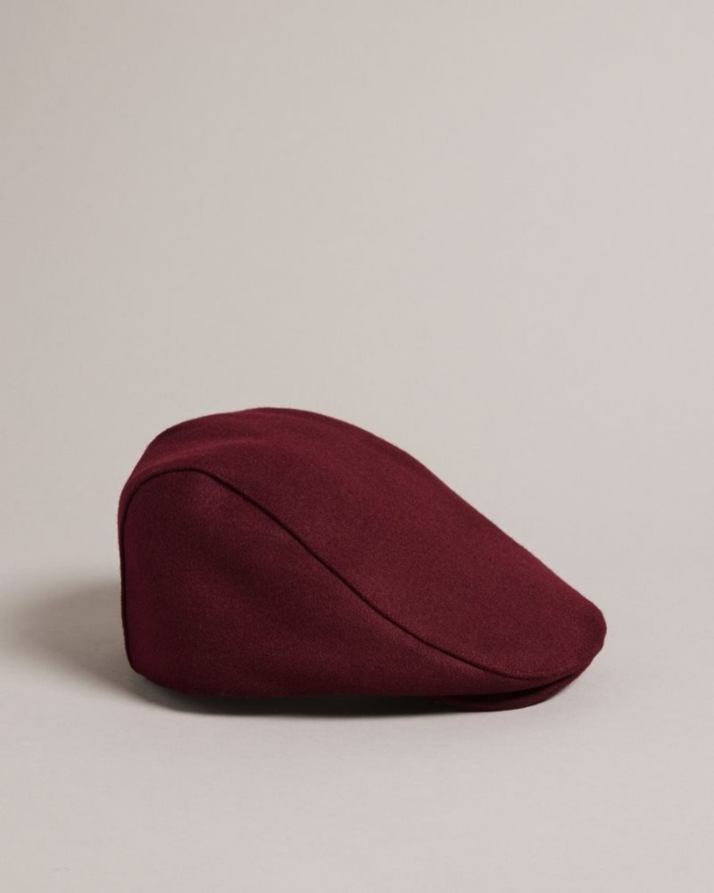 Dark Red Ted Baker Jamessa Wool Blend Flat Cap Hats & Caps | VJRGMAE-29