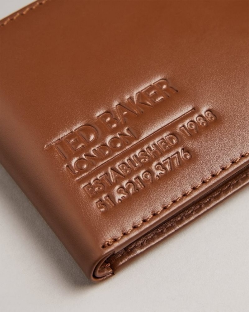 Dark Tan Ted Baker Groote Leather Bifold Wallet With Coin Pocket Wallets & Cardholders | QMSFPLH-80